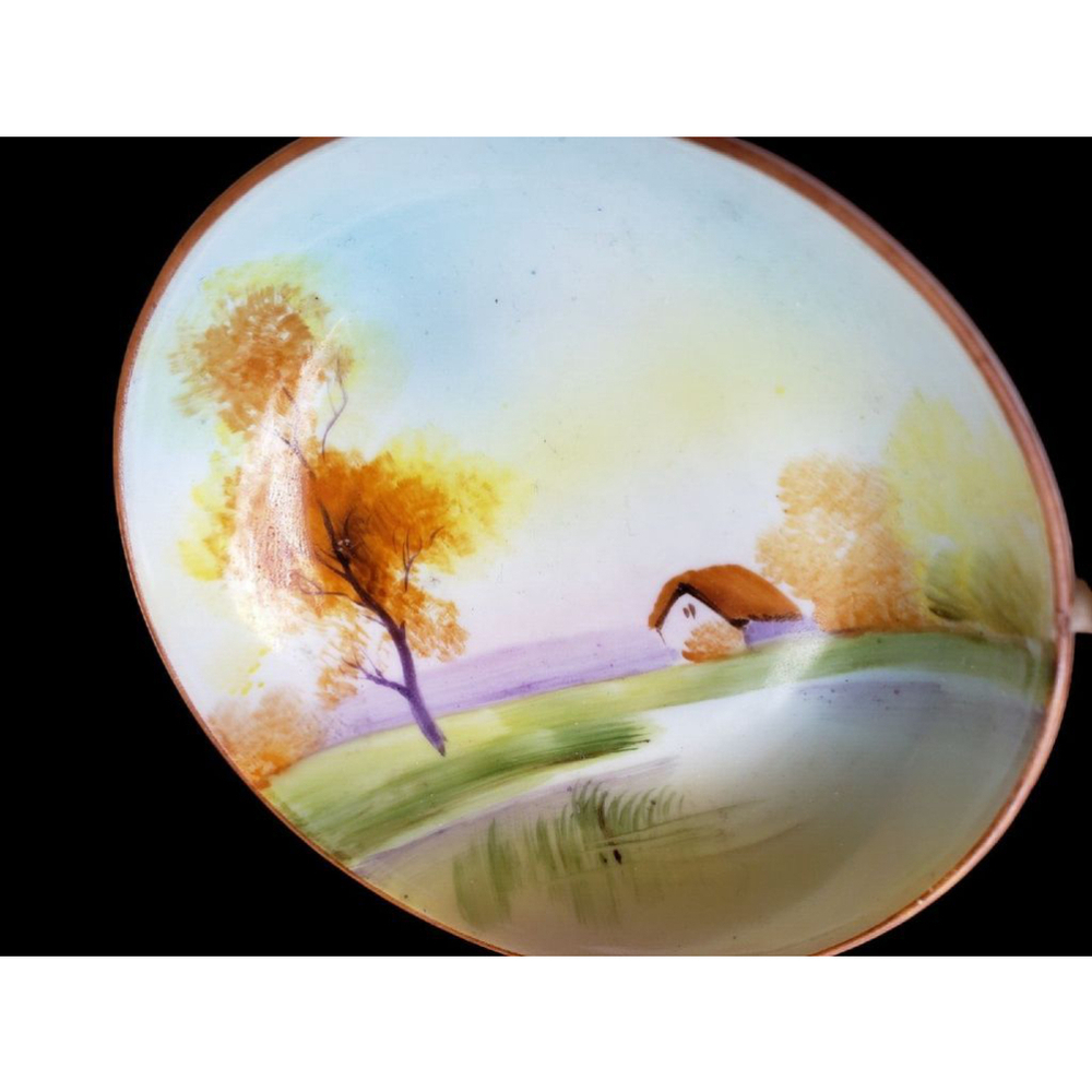 Vintage Hand Painted Noritake Nappy Dish ? Moriage details on handle - Picture 7 of 7